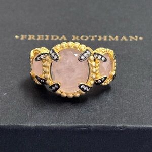 Frieda Rothman Rose Quartz Cabochon Cocktail Ring